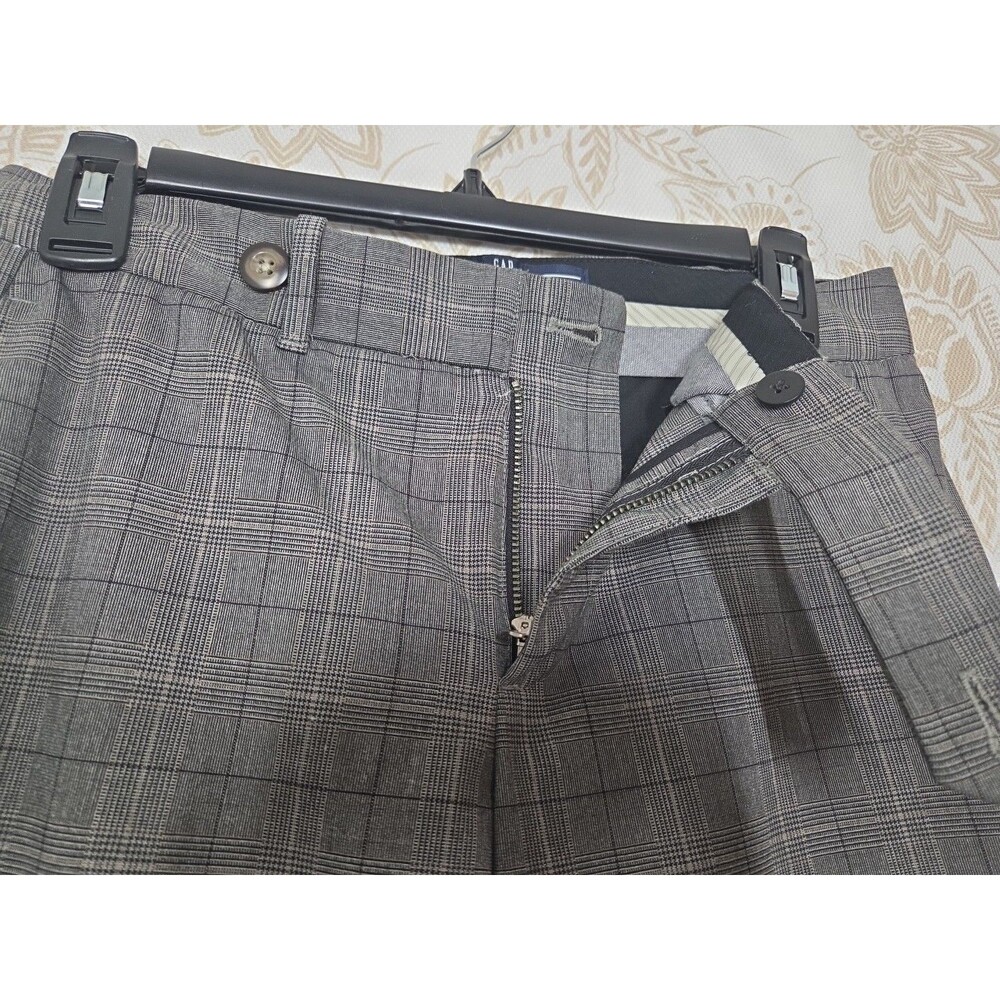Gap Women Trouser 2 Ankle Pants Bootcut Grey Plaid Y2K WIDE Leg Cuff Windowpane - Picture 11 of 11